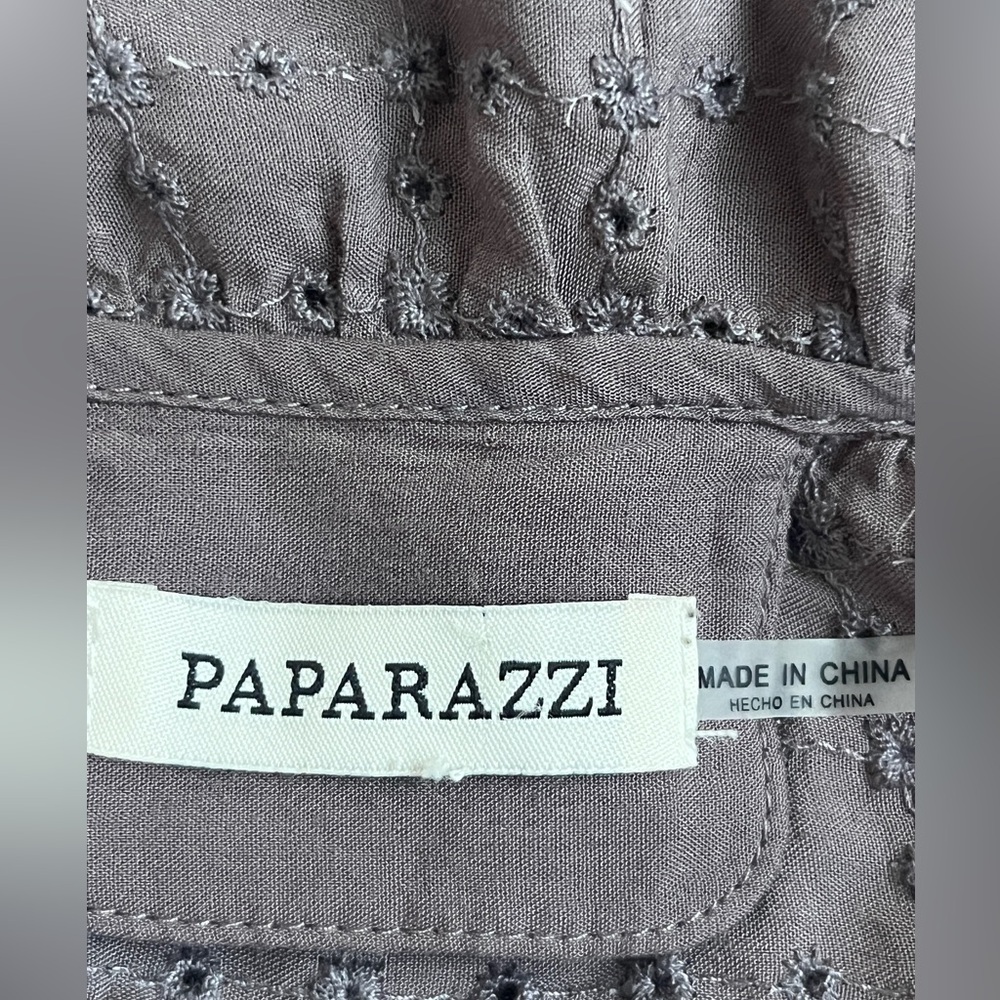 Paparazzi Lace Trimmed taupe gray Cape cardigan cover size M - Picture 7 of 16